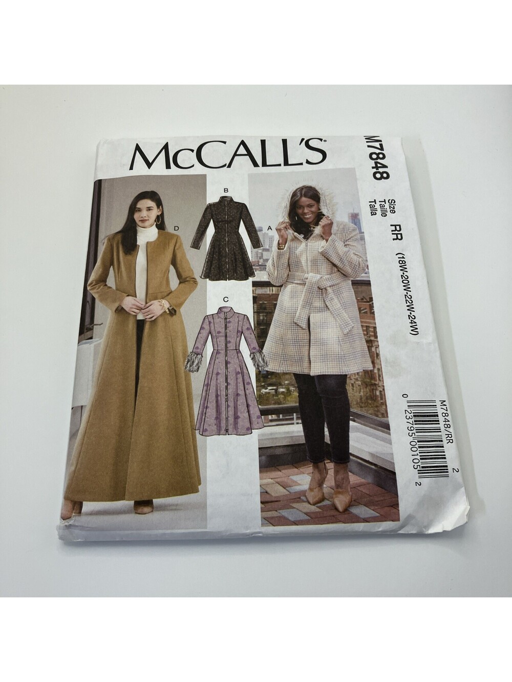 McCalls Sewing Pattern M7848 Plus Size Winter Coat Jacket Length Options 18W-24W